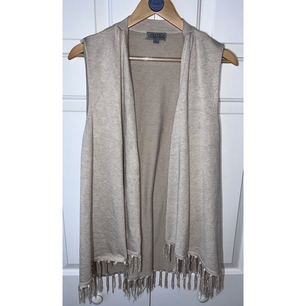Women's‎ Joseph Abound Grey Fringe Knit Vest Size L Rayon Soft!